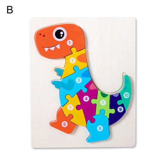 

1 Set Dinosaur Puzzle Educational Lovely Bright-colored Exercise Hand-on Ability Jigsaw Puzzle for Kids B