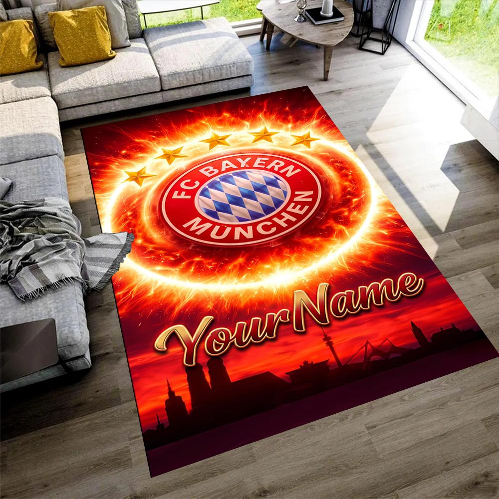 Bayern Munich Personalized Name Area Rug Perfect for Dormitory Hallway Balcony Playrooms Antislip Carpet Anime Office Decor Wedding Party Gift
