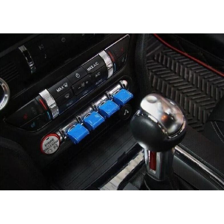 4X ABS Blue Dashboard Navigation Button Cover Trim For 2015- Ford Mustang