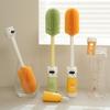 Cleaning Brush Set with Extended Anti-Slip Bear Handle Silicone Bottle Brush Nipple Straw Cleaner Baby Feeding Tool