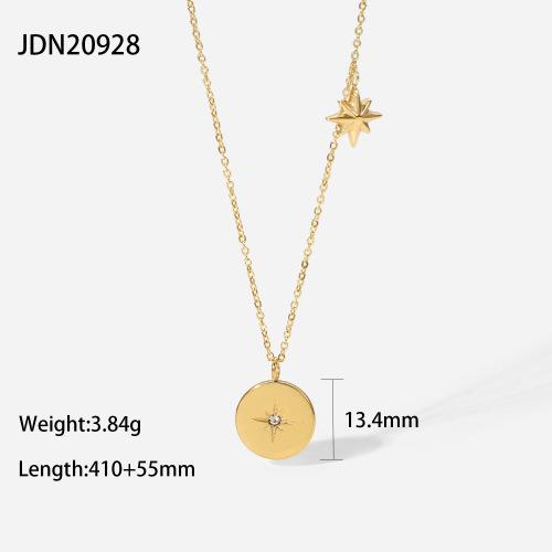European and American stainless steel octagram zircon necklace clavicle chain titanium steel pendant item