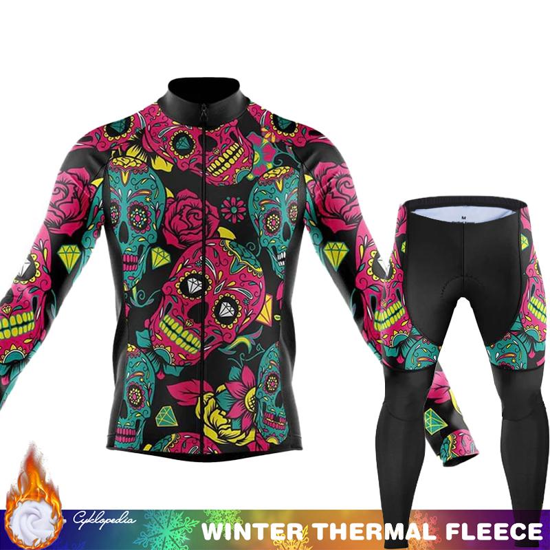 

Череп Дорожный Велосипед Зимний Термофлис Велосипедная Джерси Мужская Одежда Длинный Рукав Велосипеды Мужчина Сиклизмо Омбре Брюки Ретро Костюм Asian size - 4XL