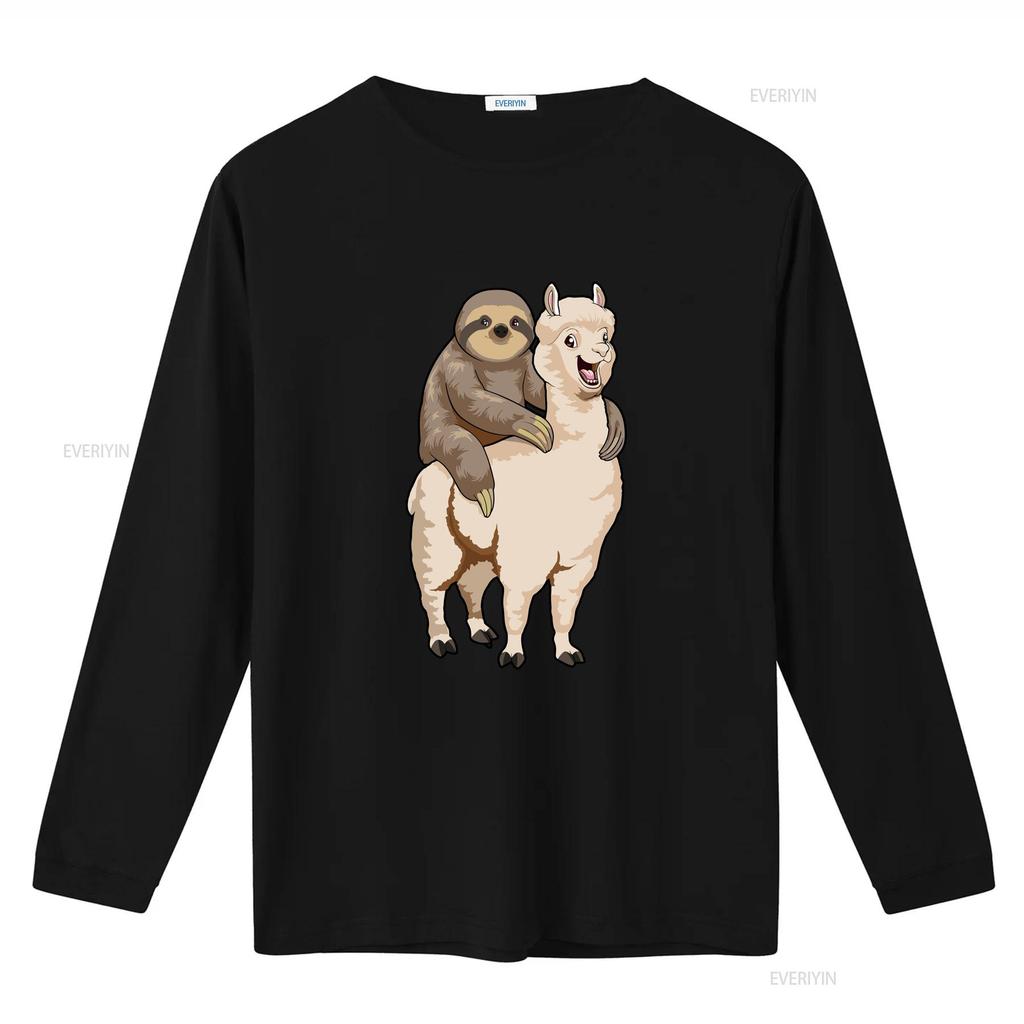 Sloth Riding Llama Funny Lazy Animal Pun T Shirt Sizes S 5XL vintage Washed Breathable Casual streetwear graphic fashion
