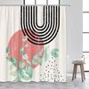 Mid Century Shower Curtains Watercolor Green Leaves Black Line Creative Geometric Modern Bathroom Curtain Polyester Decor