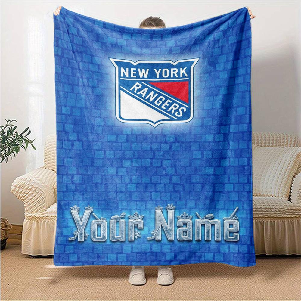 Name Custom New York Rangers Logo Print Flannel Blanket High Quality Warm Comfortable Cover for All Seasons Perfect for Gifts Home Decor