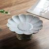 Chinese Retro Glazed Ceramic Plate High Foot Fruit Dish Japanese Zen Tea Tray for Home