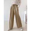 Shop   Women Ribbon Waistbanding Front Tuck Summer Wide Pants Beige Nys Wpt 4472