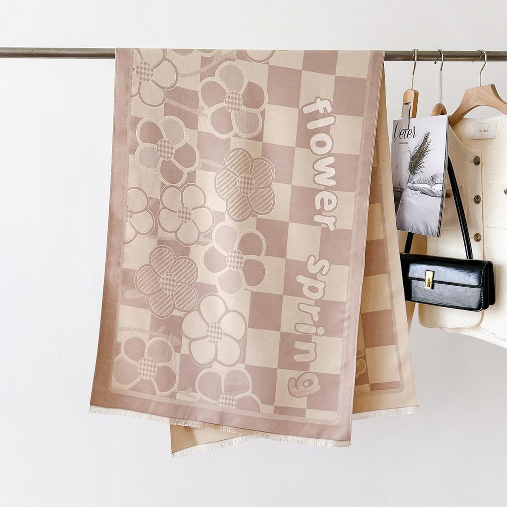Autumn And Winter Retro Style Warm Scarf Shawl Classic Landscape Letter Printing Decorative Scarf Imitation Cashmere Large Shawl