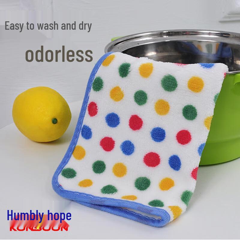 Qianxing Polka Dot Coral Fleece Cleaning Towels, 30-Pack