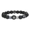 Retro Fashion 10mm Natural Black Agate Stone Beaded Bracelet for Men Punk Style Number 8 Cross Bangle Hip Hop Rock Jewelry Gift