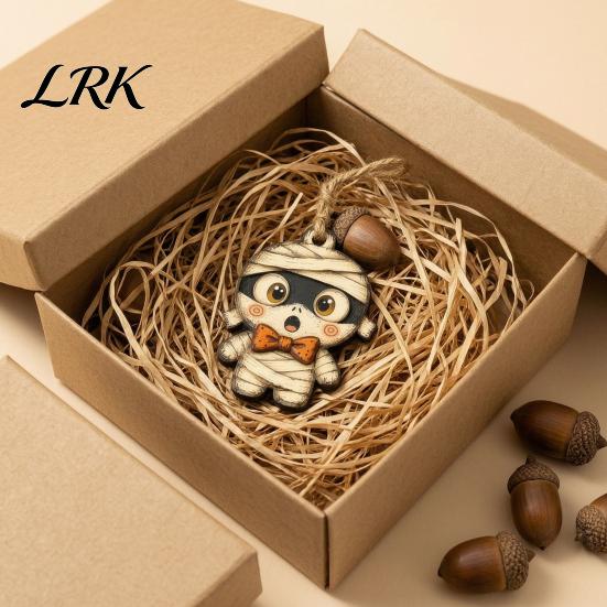 Vintage Cartoon Ghost Pumpkin Tags Halloween Wooden Ornaments, Rustic Spooky Owl Skull Decorative for Fall Festivals Hanging Decoration Fireplace Tree