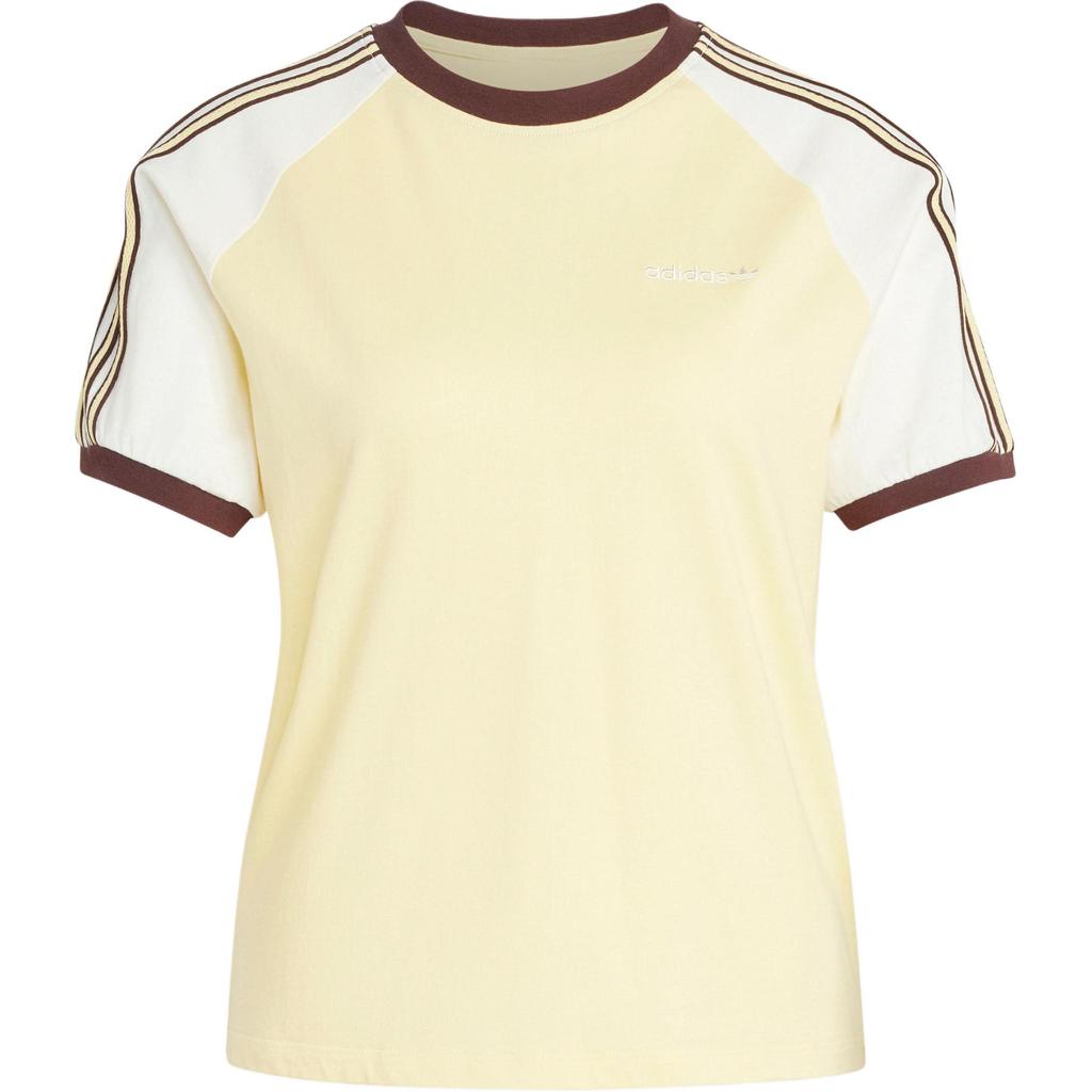 Adidas Originals 80s Colorblock Stripe Sports Short Sleeve Tee Women Tops Yellow JD5762