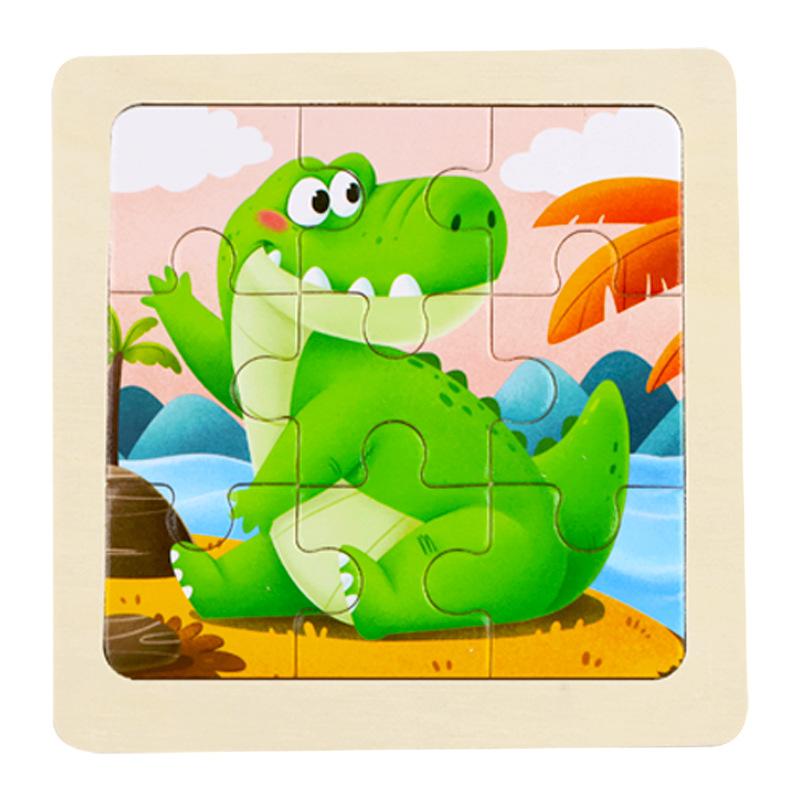 Small Children's 9-piece Wooden Plane Puzzle Cartoon Animation Puzzle Baby Educational Early Education Toy