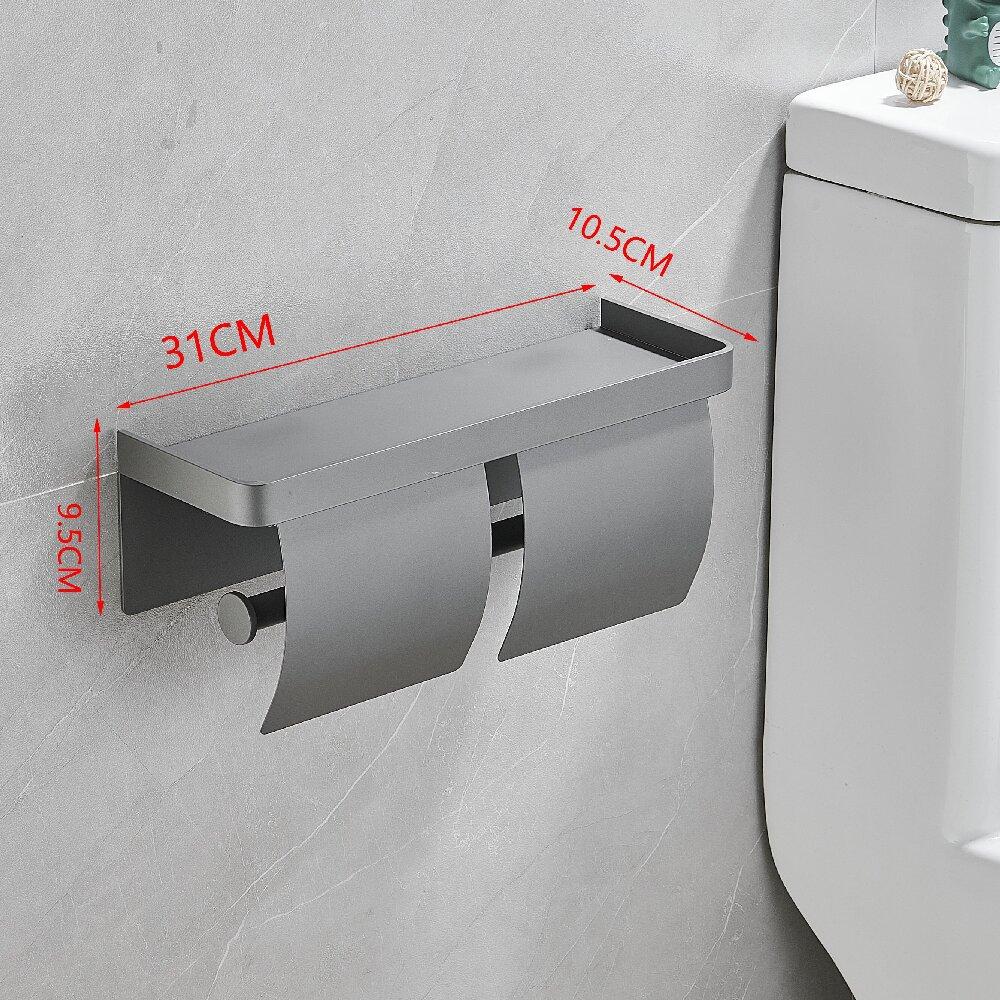 Tuqiu Grauer Toilettenpapierhalter mit Ablage Aluminium Taschentuchhalter Wandmontage Taschentuchaufhänger Schwarzer Toilettenpapierrollenhalter
