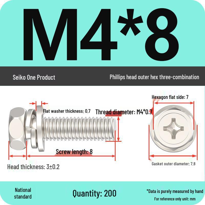 Hexagon Head Combination Screw Bolt Set with Washer and Spring Washer