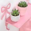 Pink Bowknot Key Holder Wall Mounted Organizers For Keys Bags Towels With Sturdy Iron Construction