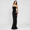European and American Style Women's Clothing Autumn and Winter Fashion New Solid Color Tube Top Splicing Waist Dress