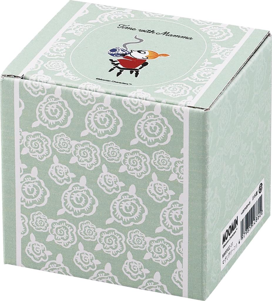 MOOMIN Large 8x9cm With Made In Day Gift for Birthday Tableware (Moomin) Mug, 320ml, Approx. Diameter, "Time Mamma," Green, Japan, MM9502-11, Mother's