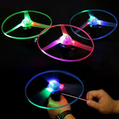 Flying Spinning Luminous Toys Glowing Flyer For Kids Led Light Handle Flash Fly Outdoor Game Toys