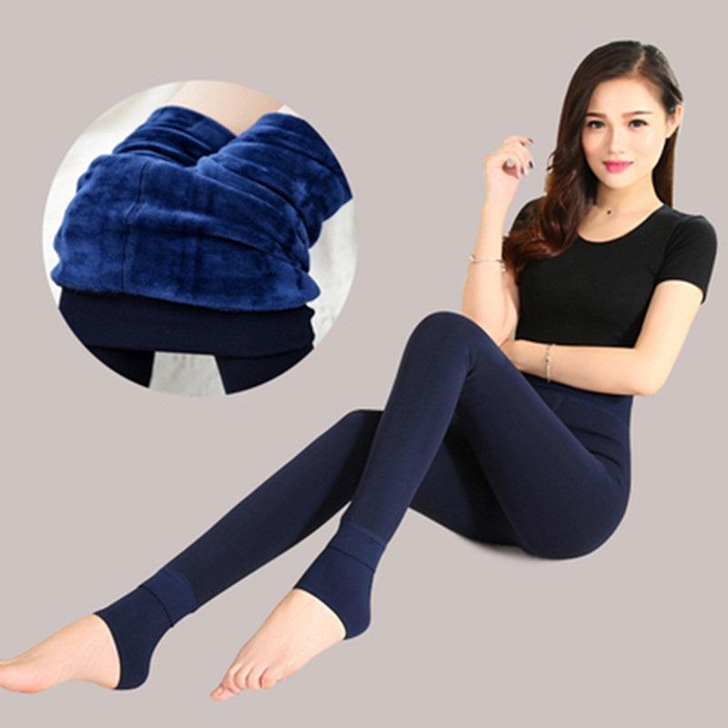 Women's Autumn And Winter Thick Fleece Leggings With Pearl Fleece Foot Insulation One Piece Pants