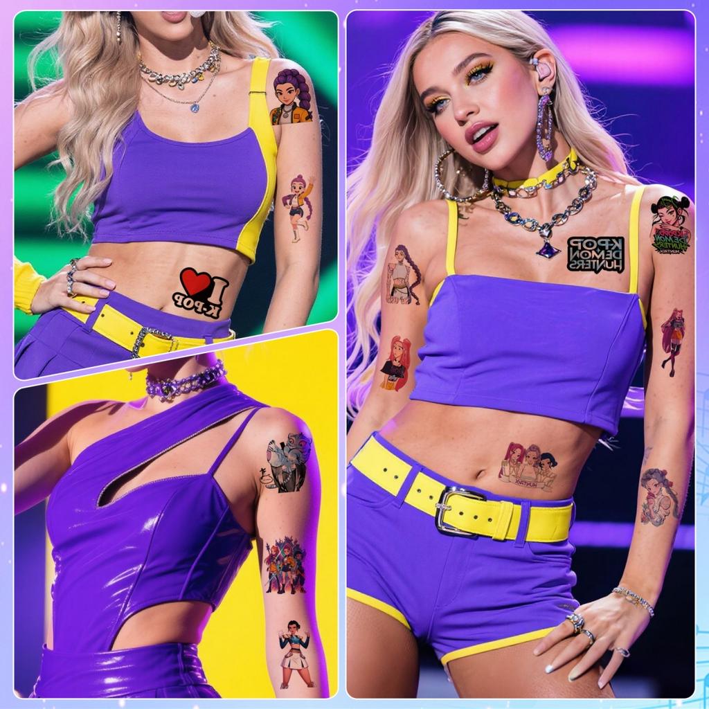40pcs KPOP Witch Hunt Anime Cartoon Temporary Tattoo Stickers Set Creative Kids Gift Merchandise Collection for Fans