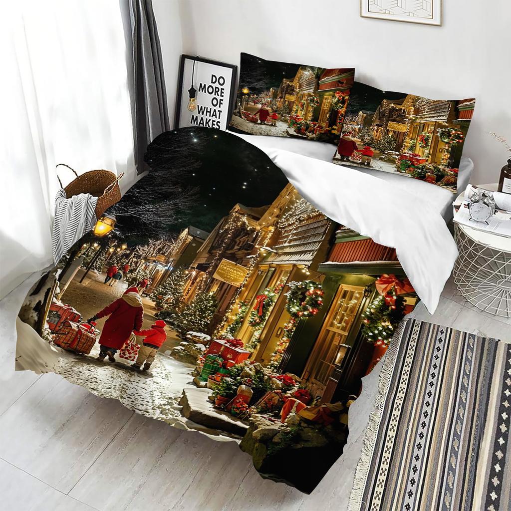 Comforter Christmas Home Bedroom Comforte Nordic Polyester Material Suitable For Children And Adults 3-Piece Set