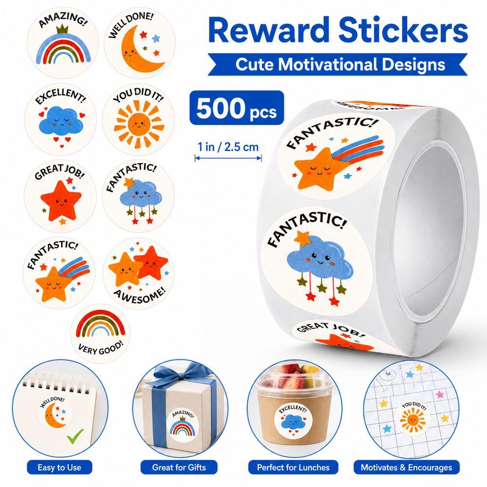 Adhesive Labels Encouragement Stickers Paper Sticker Roll Reward Stickers Student Encouragement