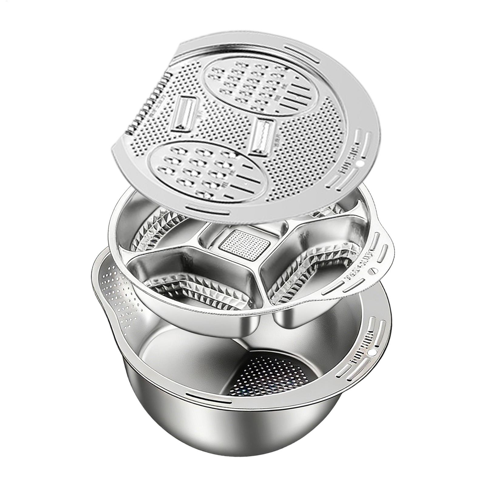 

Rice Washer Strainer Slanted Bottom Mesh Container Stainless Garlic Grater Dish Set for Kitchen Household Ginger Scallion CN