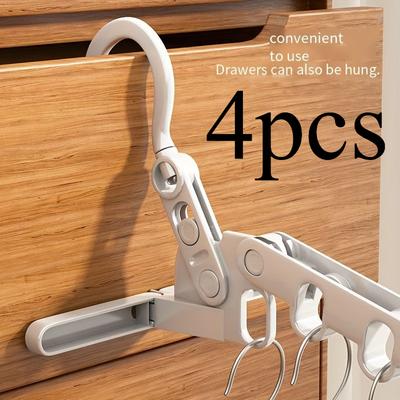 4 Stück Faltbarer 5-Loch Kleiderbügel mit ergonomischen Haken - Tragbarer platzsparender langlebiger Kunststoffbügel für Reisen, Hotels, Wohnheime & den Innenbereich, Kleiderbügel