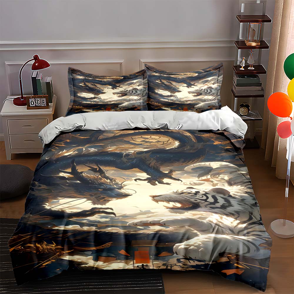 

Dragon tiger battle Bedding Duvet cover sets Duvet covers Pillowcases gifts (1 * Duvet Cover 2 * Pillowcases, without duvet insert) 135x200cm
