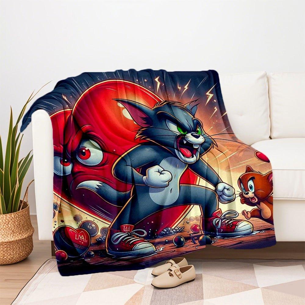 Tom & Jerry Valentine's Day Special Edition PosterBlanket Flannel Throw Blanket for Sofa, Bed, Travel, Camping, Office