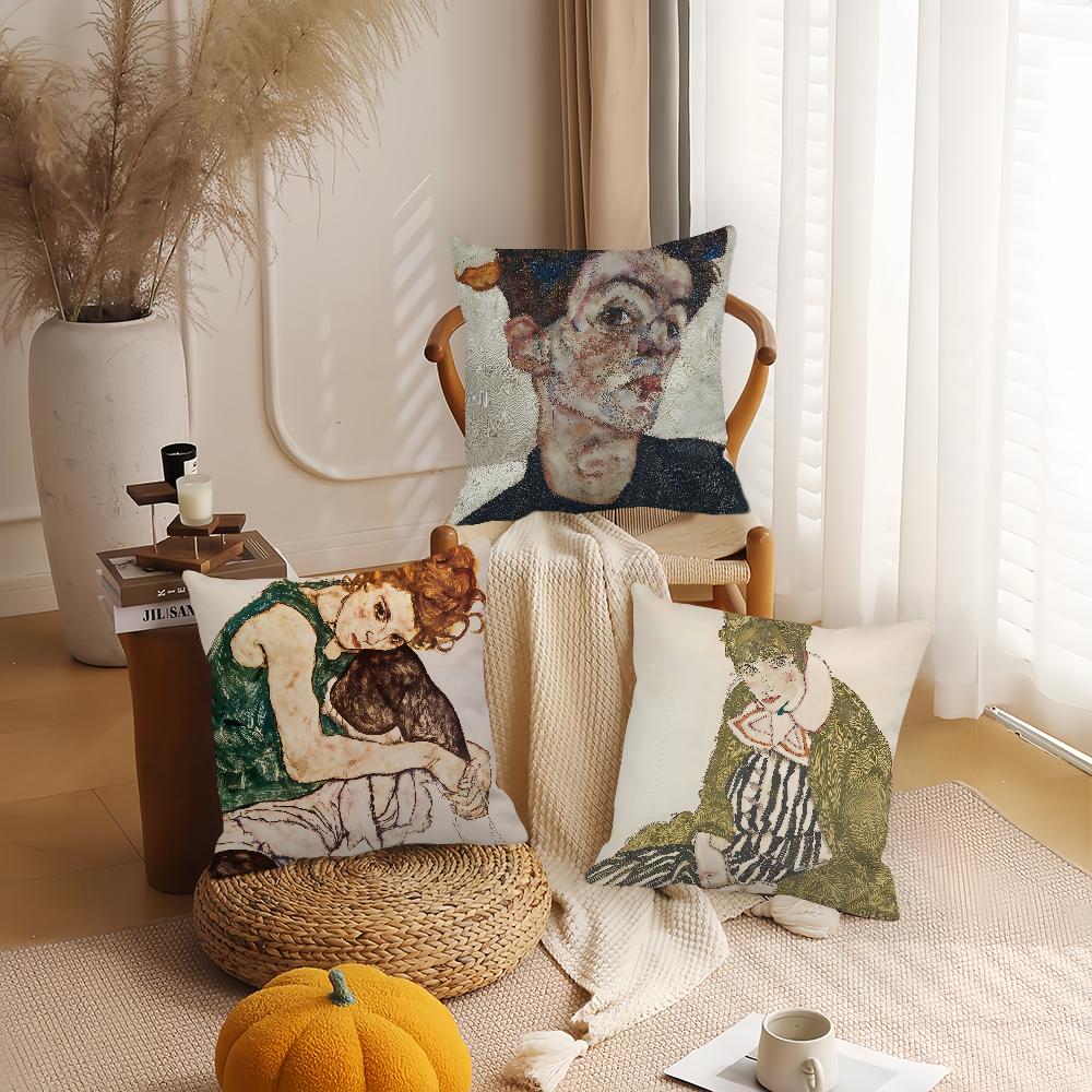 Art Egon S-schiele Pillow Case Applicable Space For Guest Rooms Interiors Cars Office House Decoration