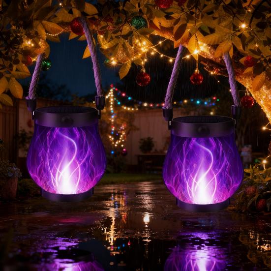 Weihnachtsflammenlaterne Seil LED Lichterkette mit automatischer Ein/Aus-Funktion Wasserdichte Outdoor-Hängelaterne für Camping Gartenparty