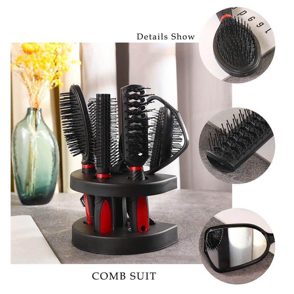 Salon Professional Hair Brush Set Hair Brush Comb Mirror Set Mirror Stand Holder Massage Comb