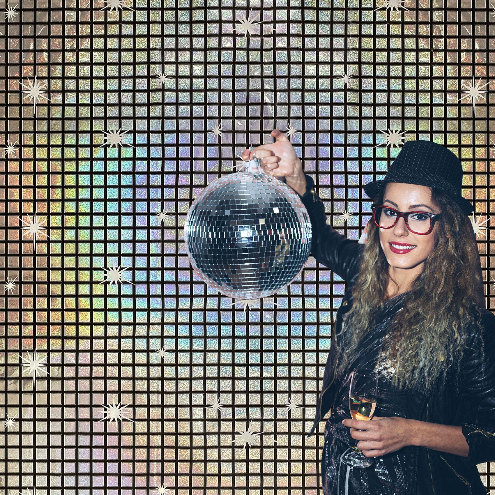 

Laser Disco Background Waterproof Tablecloth for Birthday Parties and Bar Carnivals 1*2m Background золотой