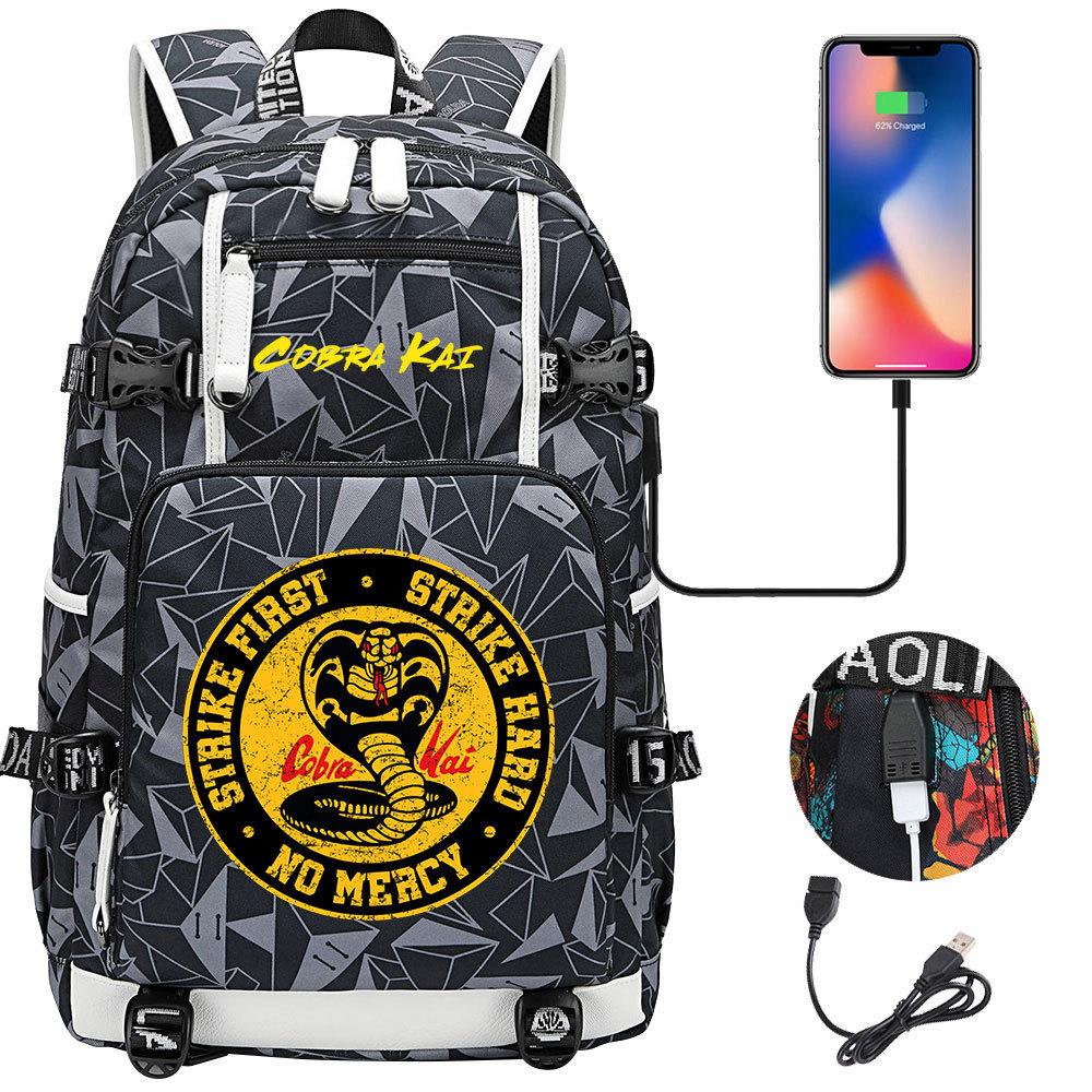 American Drama Cobra Print USB Teen Student Schoolbag Men and Women Leisure Large Capacity Travel Backpack