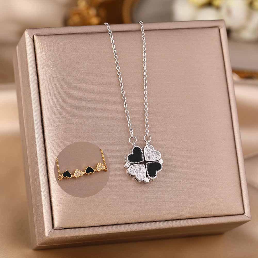 Women's Silver Titanium Steel Necklace with Micro-Inlaid Zircon - Elegant, Durable Clavicle Chain Jewelry
