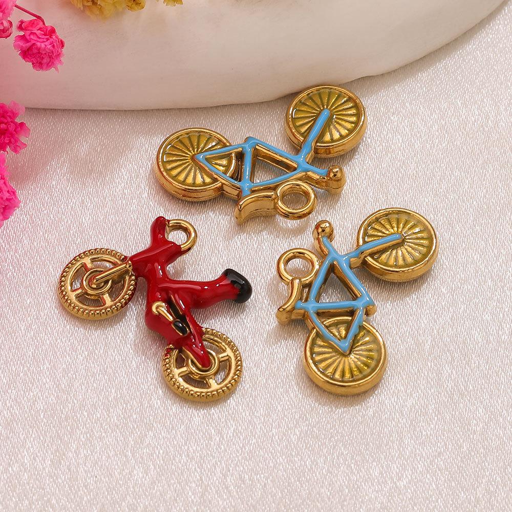 Yori 2Pcs Stainless Steel 18K Gold Plated Bicycle for DIY Accessories Making Supplies Necklace Bracelet Pendant