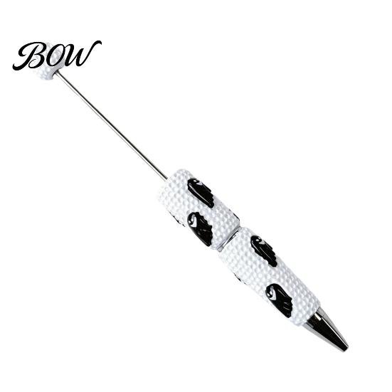 Smooth Writing Beaded Pens Halloween Rhinestone Beadable Pen, DIY Sparkly Cat Pumpkin Ghost Plastic Handmade Gift Glitter Black Ink Ballpoint Pen for