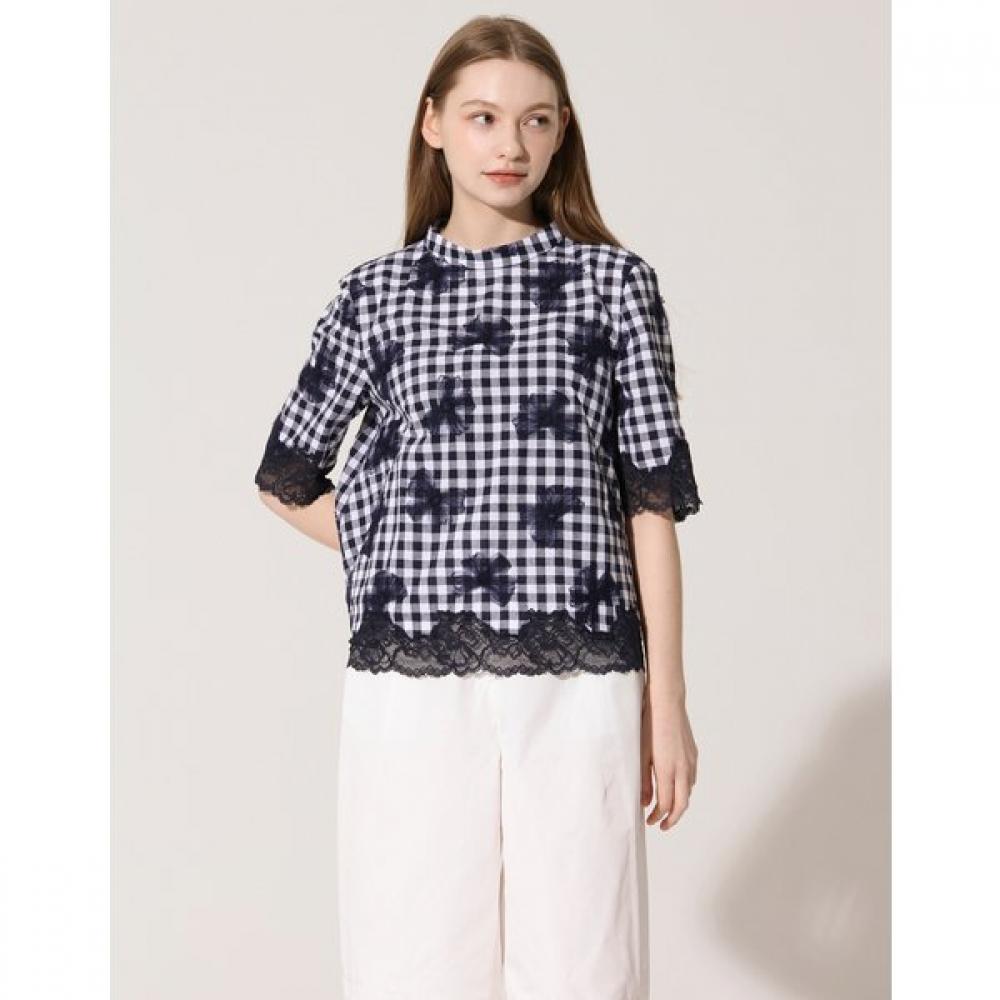 Son Jung Wan Women Check Flower Lace Blouse Zbl6262170
