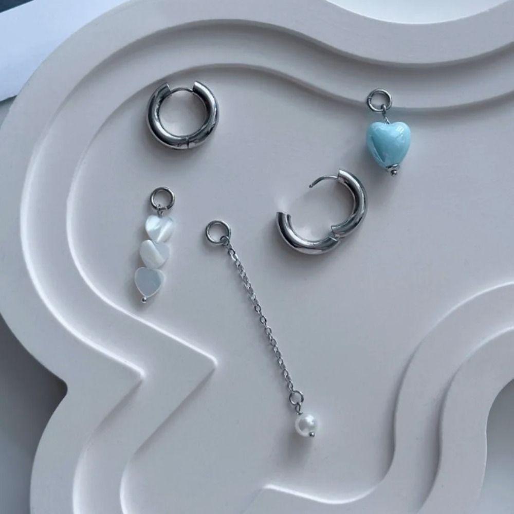 Asymmetrical Design Heart-Shaped Earrings Stereo Shape Stereo Earrings  For Women