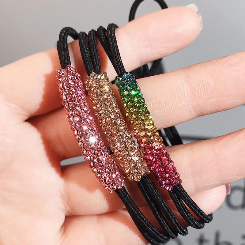 Cyrstal Shiny Ponytail Holder Rhinestone Hair Ties Rubber Band Elastic Hair Rope Hairband Fashion Bling Hair Accessories