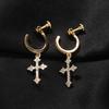 Hip Hop Spiral Buckle Cross Earrings Men's Street Versatile Zircon Nightclub Earrings Wind Earrings