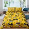 Kid Excavator Duvet Cover Tractor Truck Bedding Set Construction Vehicle Cartoon Comforter Cover Crane Car Polyester Quilt Cover