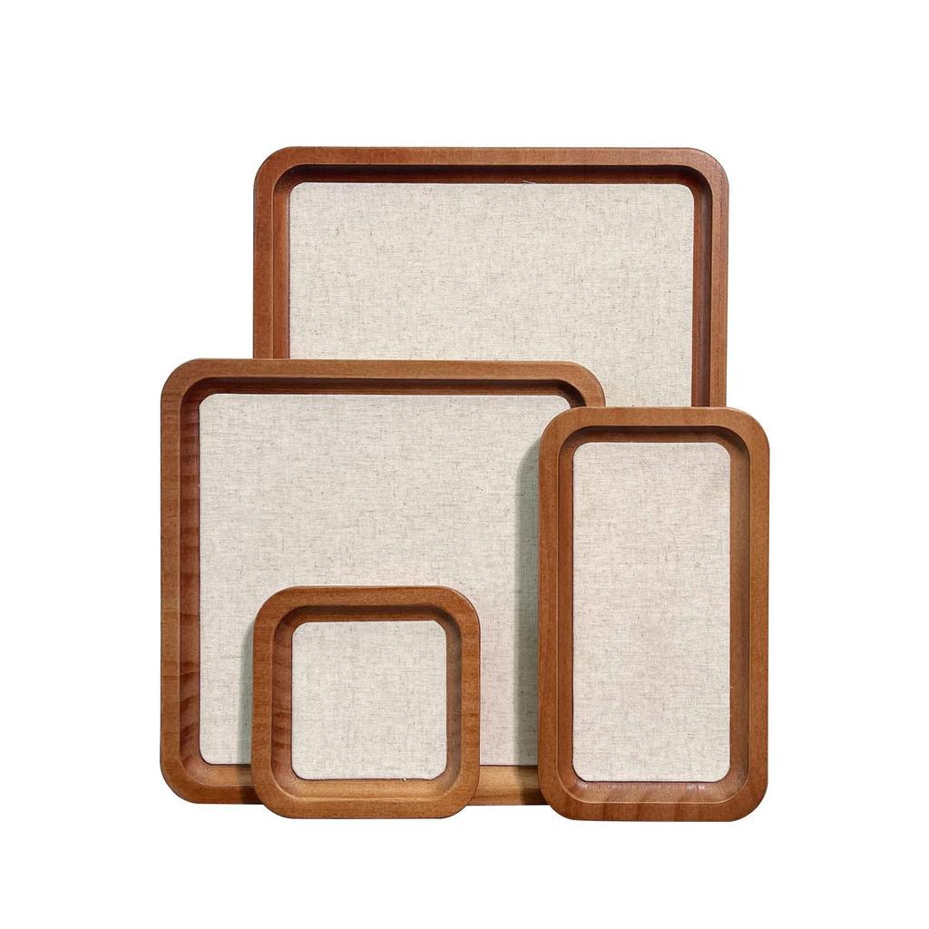 Walnut Jewelry Tray: Pearl Necklace Storage & Linen-Style Display Stand for Props & Photography