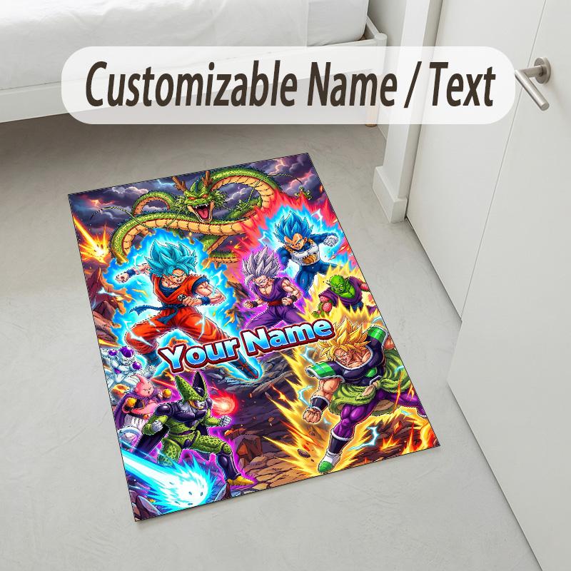 Personalized Crystal Velvet Carpet,Dragon Ball Custom Printed Name, Plush Area Rug For Home Indoor Decor