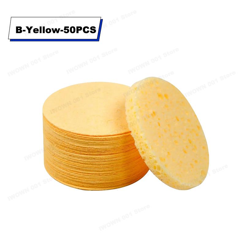 

50 шт. Губка для снятия макияжа с лица в форме цветка, круглая, из натуральной целлюлозы, спрессованная, косметическая пуховка, губка для умывания лица