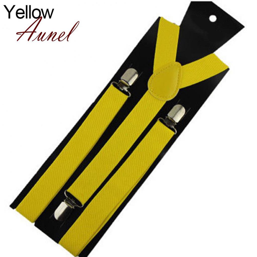 Men'S And Women'S Candy Color Clip Type Elastic Suspenders With Y-Shaped Adjustable Brackets Gifts