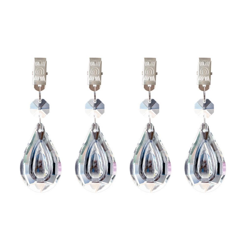 4PCS With Metal Clip Crystal Tablecloth Weights Windproof Tablecloth Clip Table Cover Holder  Party