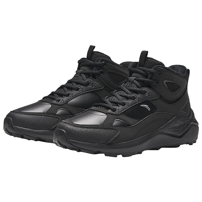 Anta Comfortable Plush Non-Slip Warm High-Top Casual Shoes Women sneaker Black 922448910-1